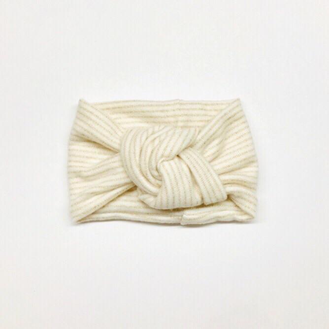 Ivory/Gold Metallic Stripe Twist Knot Turban – Small Fry Kauai